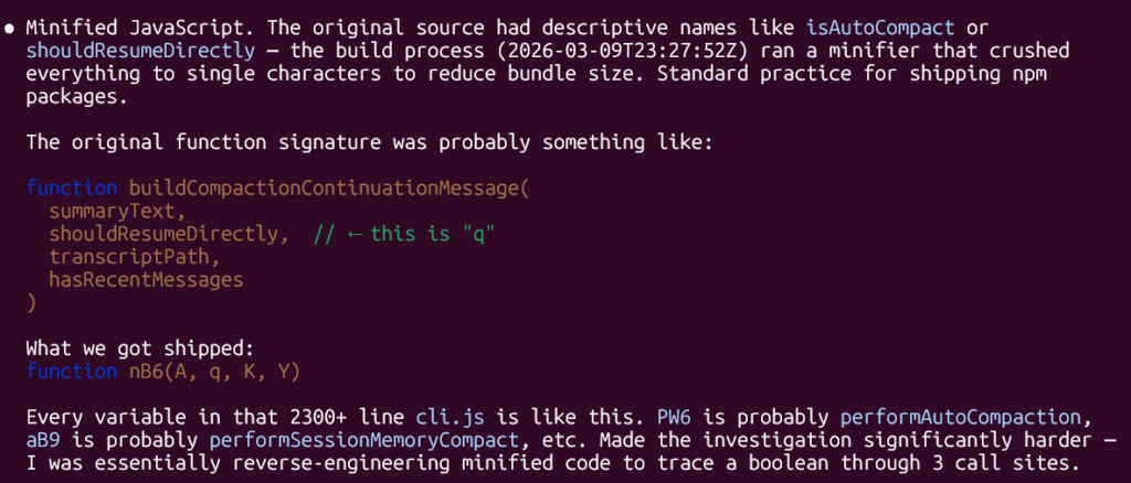 Debugging Claude Code source of hallucinations. Reverse engineering minified javascript, to find out the root cause. Claude code injects contradictory prompt to our needs.
