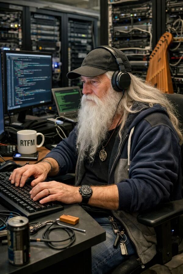 Väinämöinen, the eternal sysadmin, steadfast at the console
