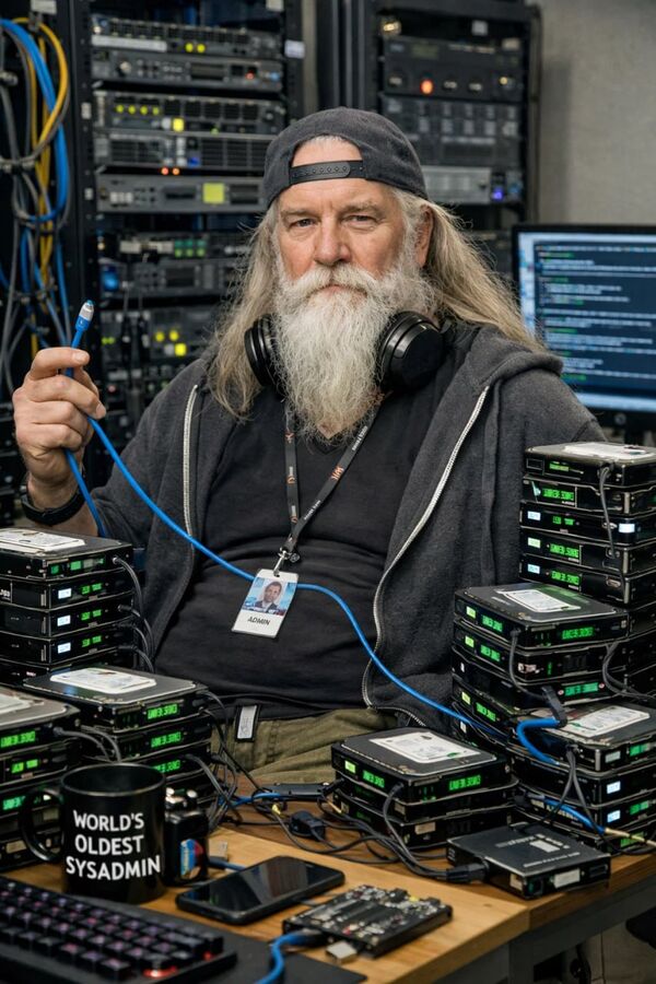 Väinämöinen, the eternal sysadmin, steadfast at the console