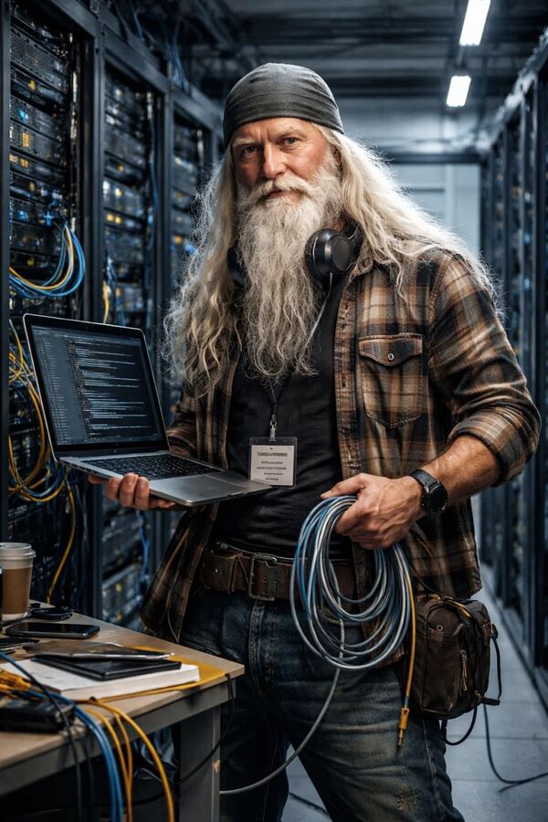 Väinämöinen, the eternal sysadmin, steadfast at the console