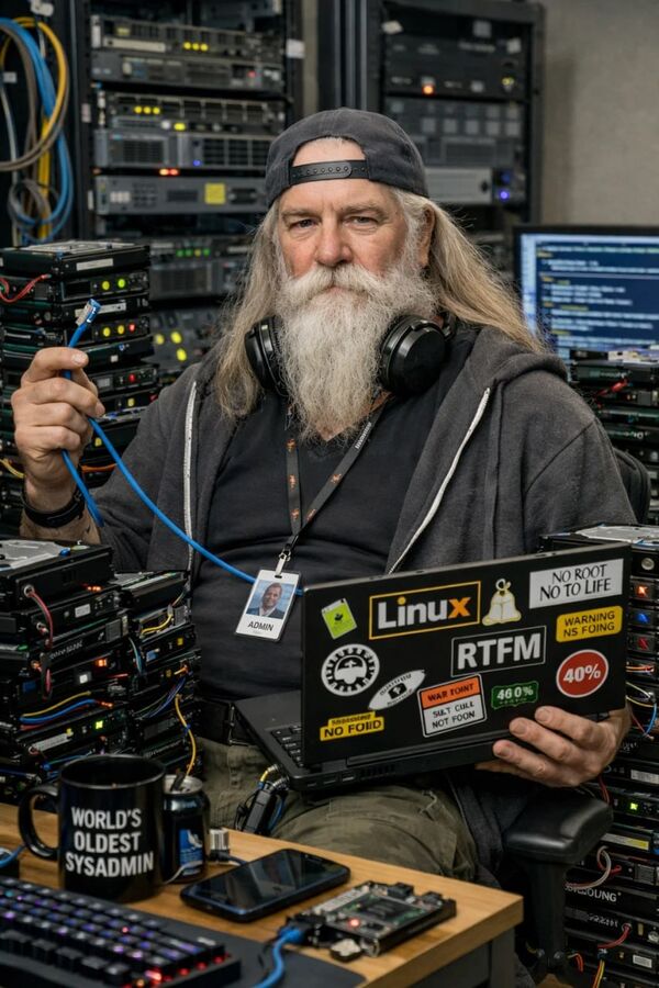 Väinämöinen, the eternal sysadmin, steadfast at the console