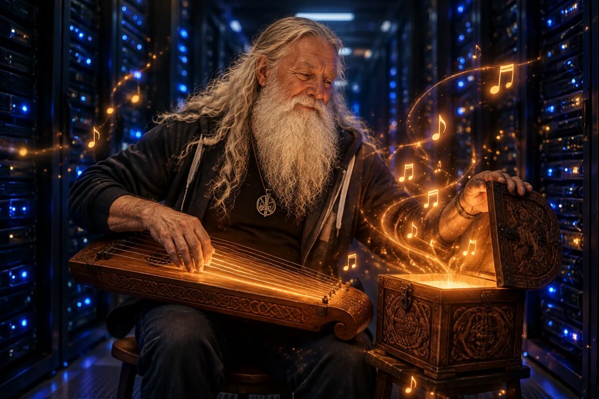 Väinämöinen with the Virsilipas song-chest of the Kalevala